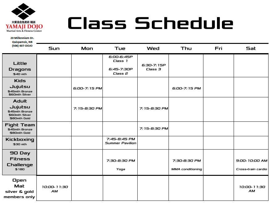 class schedule